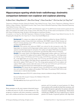Hippocampus-Sparing Whole-Brain Radiotherapy: Dosimetric Comparison Between Non-Coplanar and Coplanar Planning