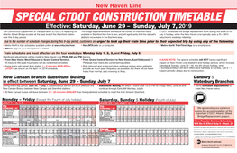 Special Ctdot Construction Timetable