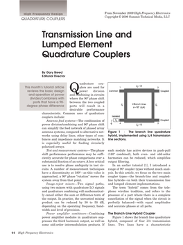 Transmission Line and Lumped Element Quadrature Couplers