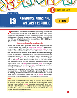 KINGDOMS, KINGS and an EARLY REPUBLIC 105 the First Varna Was That of the Brahmins Or Brahmanas