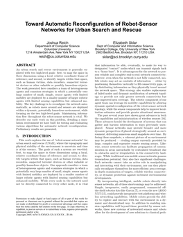 Toward Automatic Reconfiguration of Robot-Sensor Networks for Urban