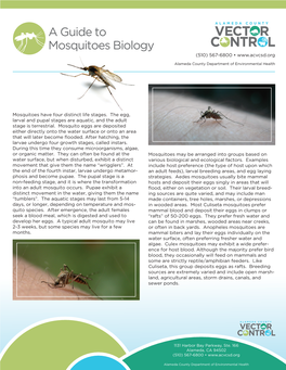 A Guide to Mosquitoes Biology (510) 567-6800 •