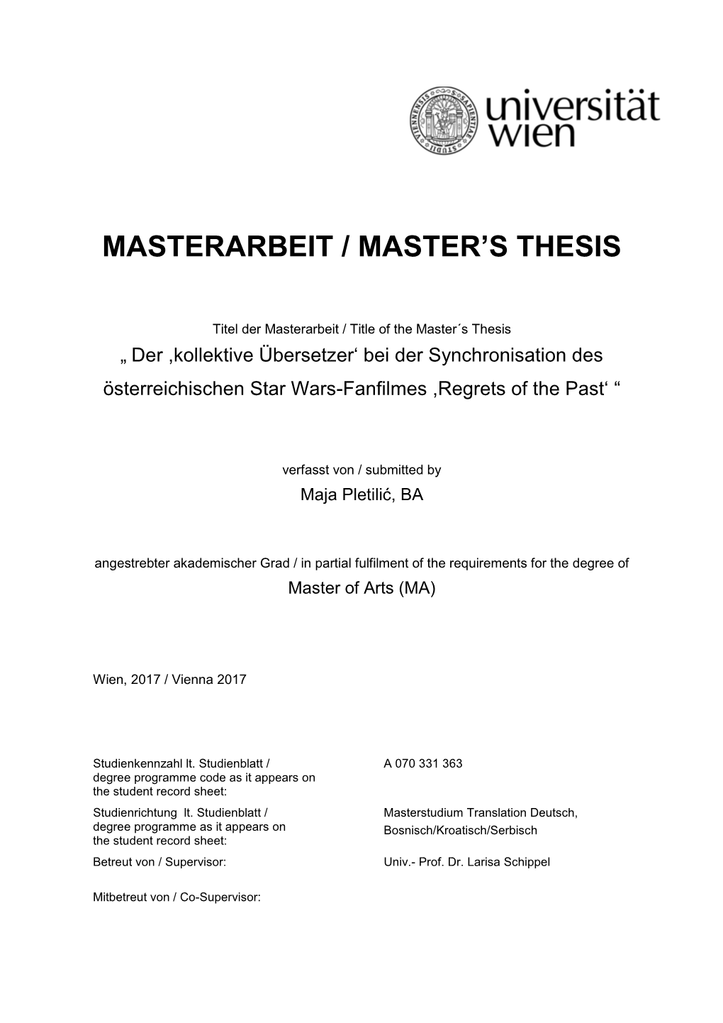 Masterarbeit / Master's Thesis