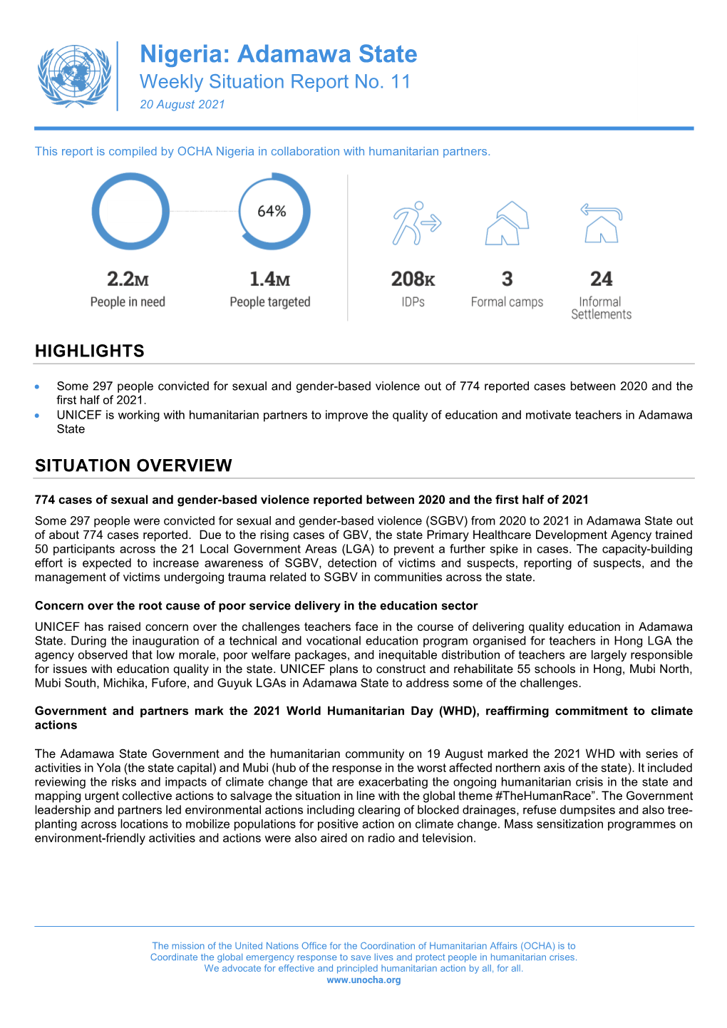 Nigeria: Adamawa State Weekly Situation Report No