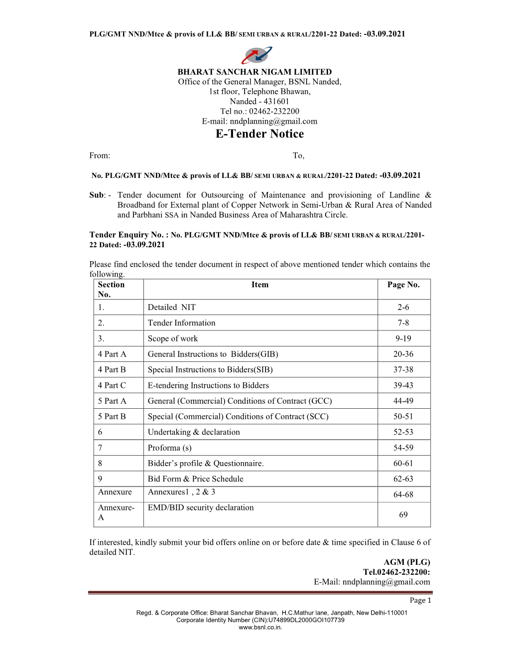 E-Tender Notice