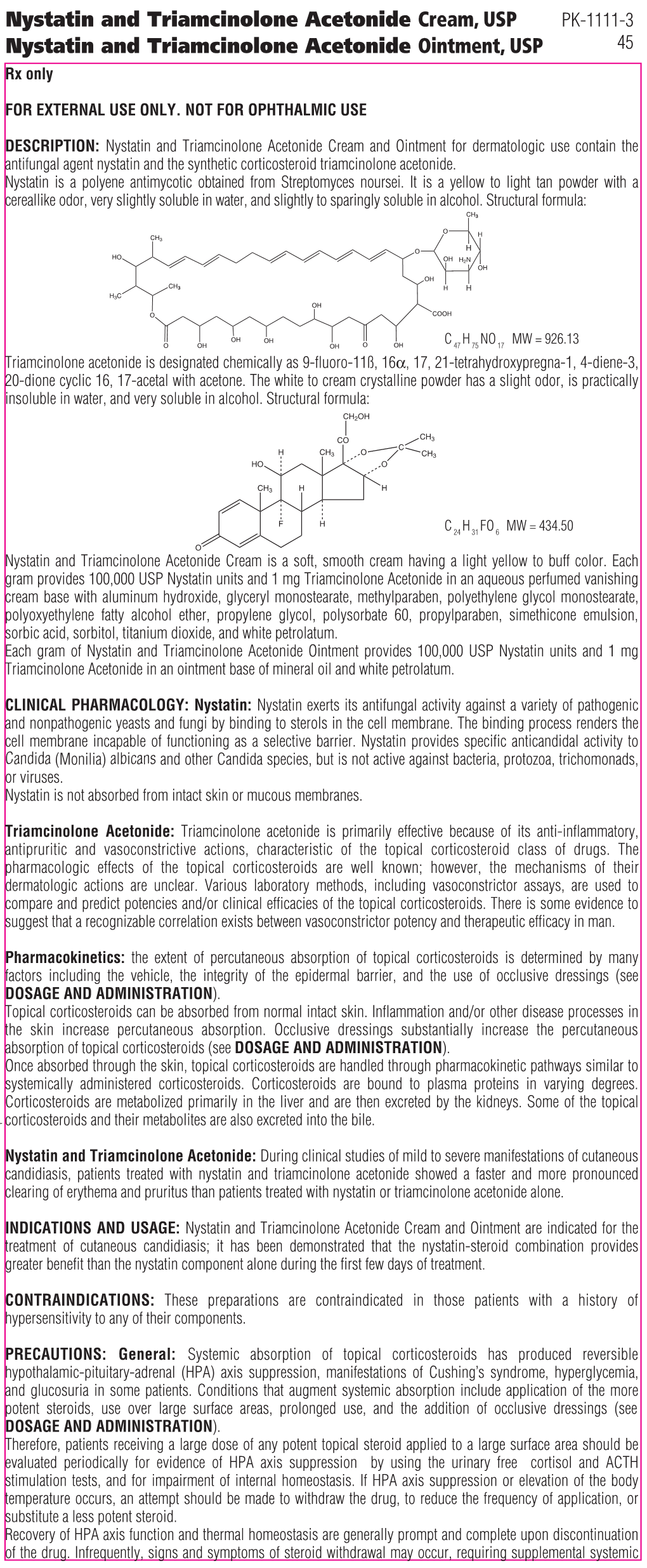 Nystatin and Triamcinolone Acetonide Cream, USP Nystatin And