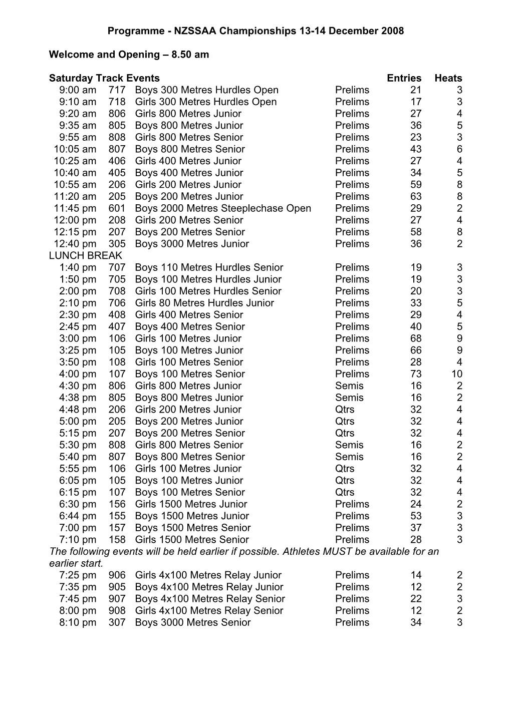 Timed Programme