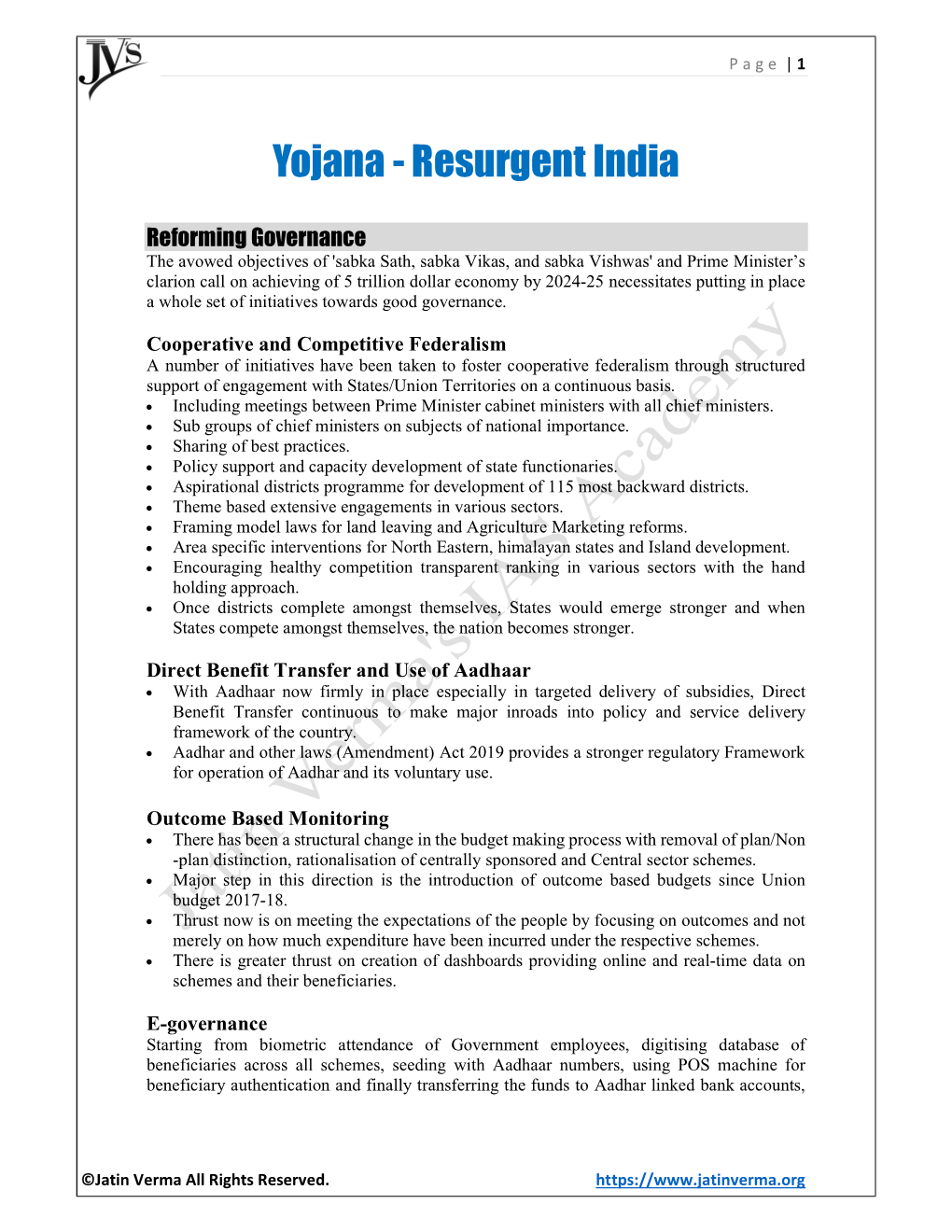 Yojana - Resurgent India