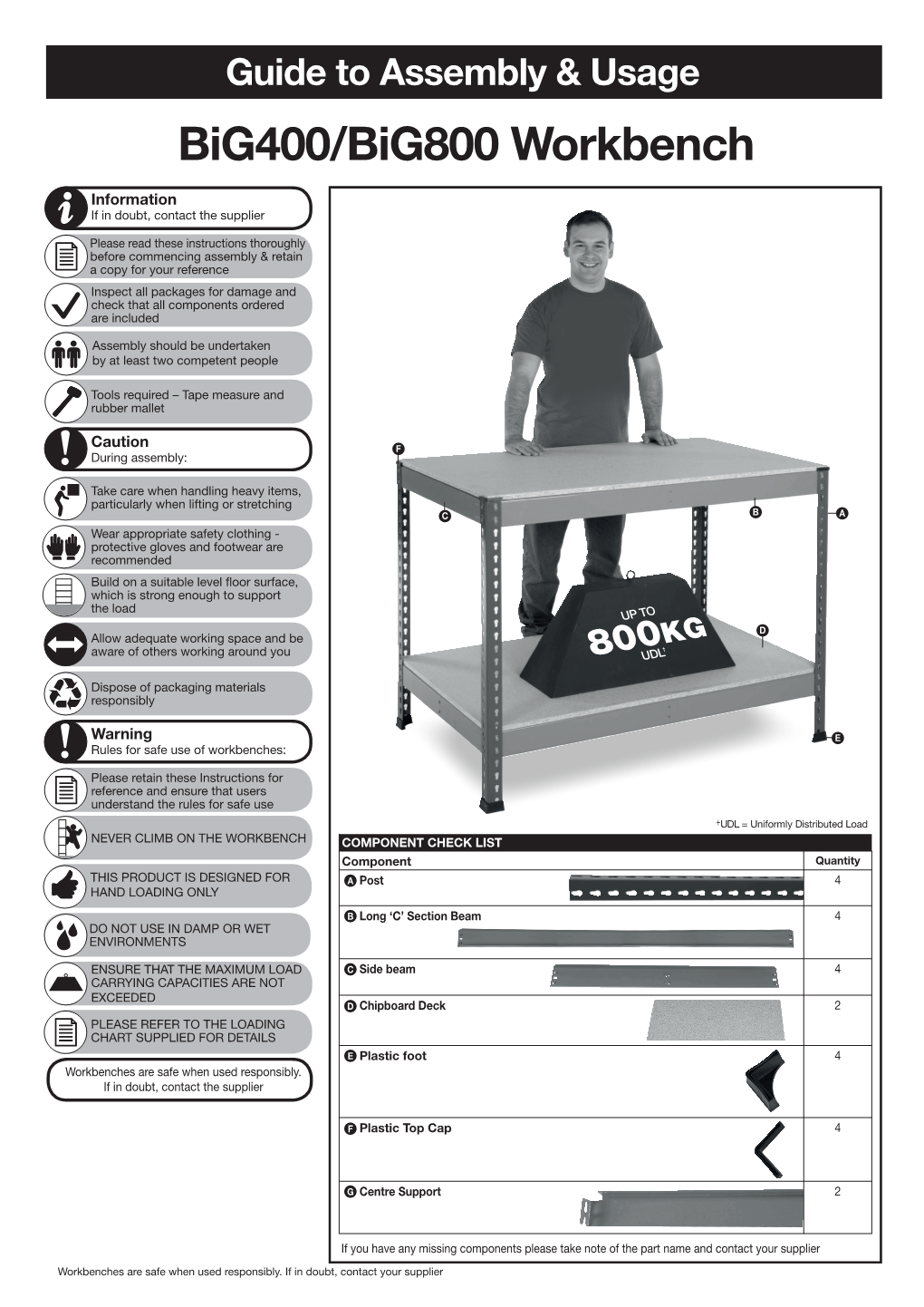 Big400/Big800 Workbench Assembly Instructions