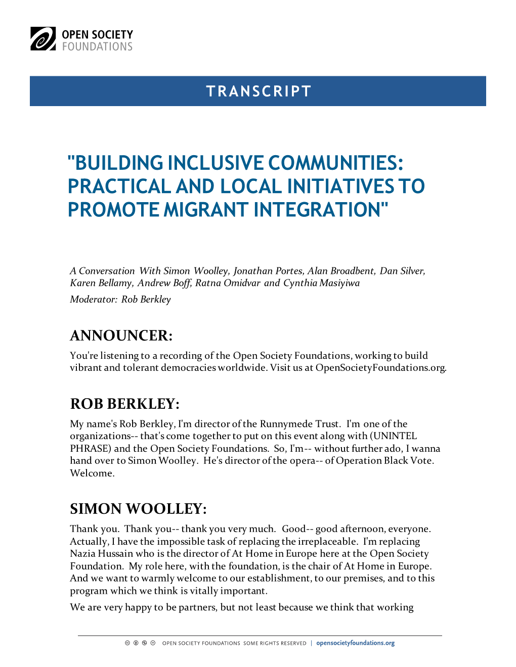 Building Inclusive Communities: Practical and Local Initiatives to Promote Migrant Integration