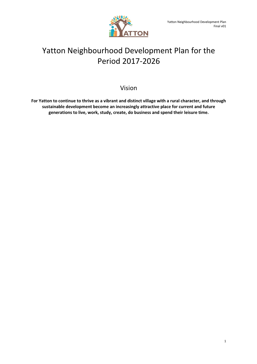 Yatton Neighbourhood Development Plan for the Period 2017-2026