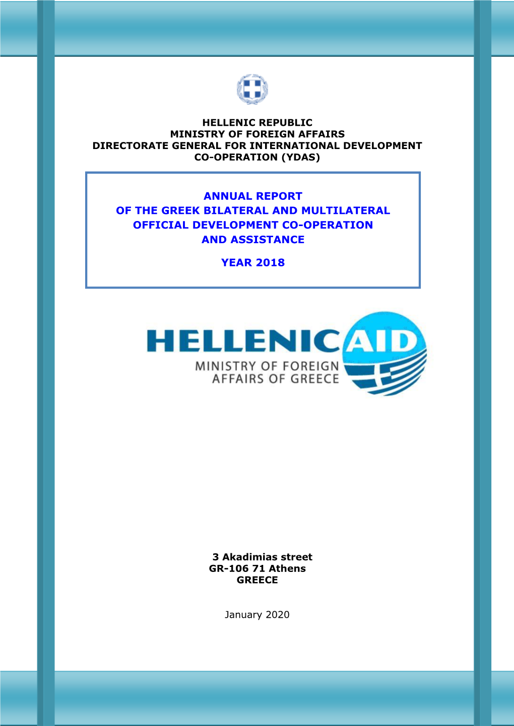 Annual Report of the Greek Bilateral and Multilateral Official Development Co-Operation