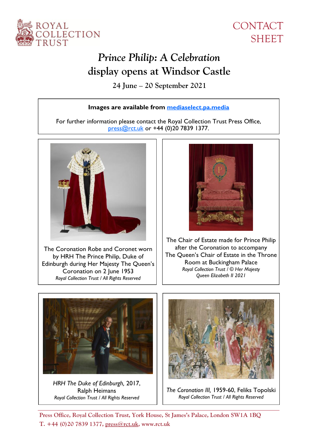 Prince Philip: a Celebration Display Opens at Windsor Castle 24 June – 20 September 2021