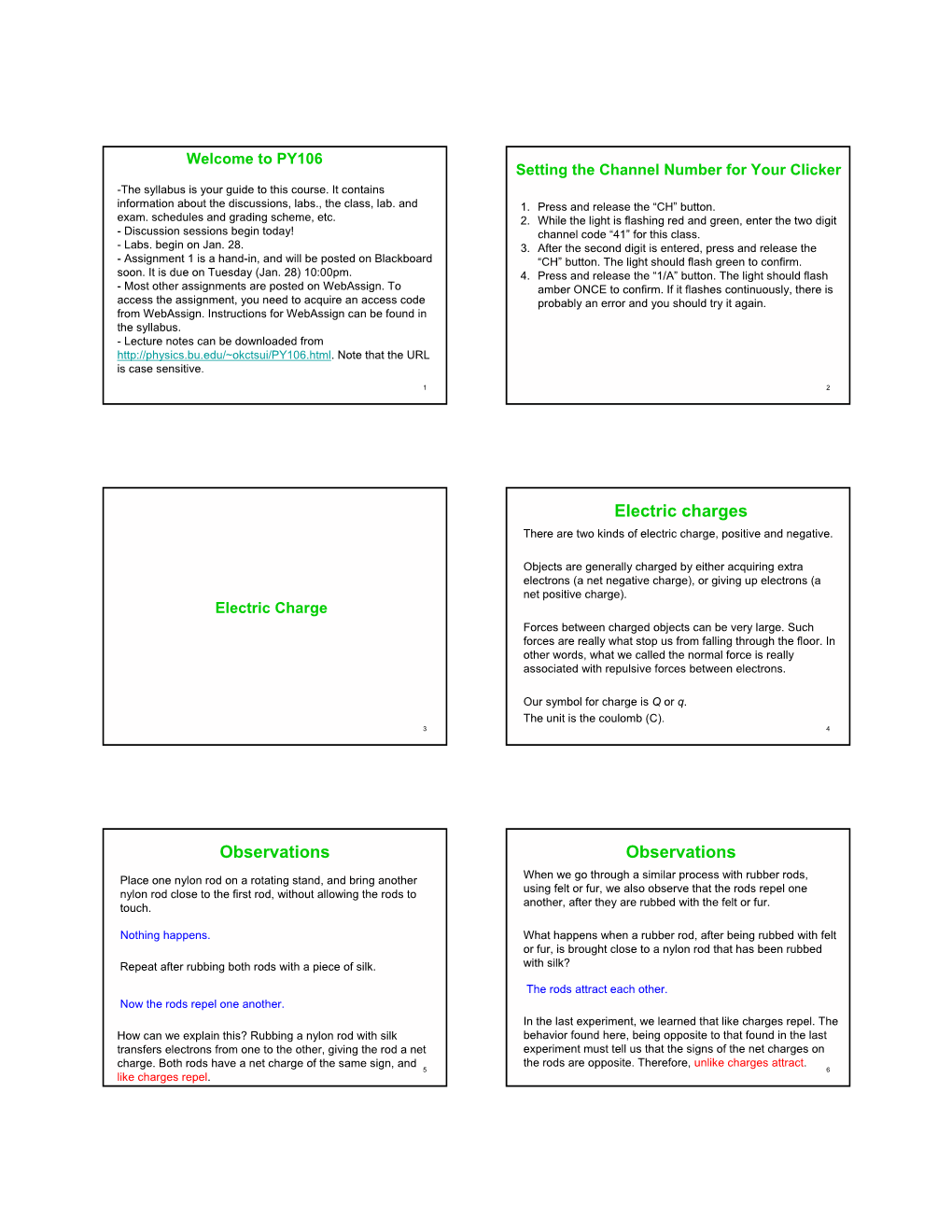 Electric Charges Observations Observations