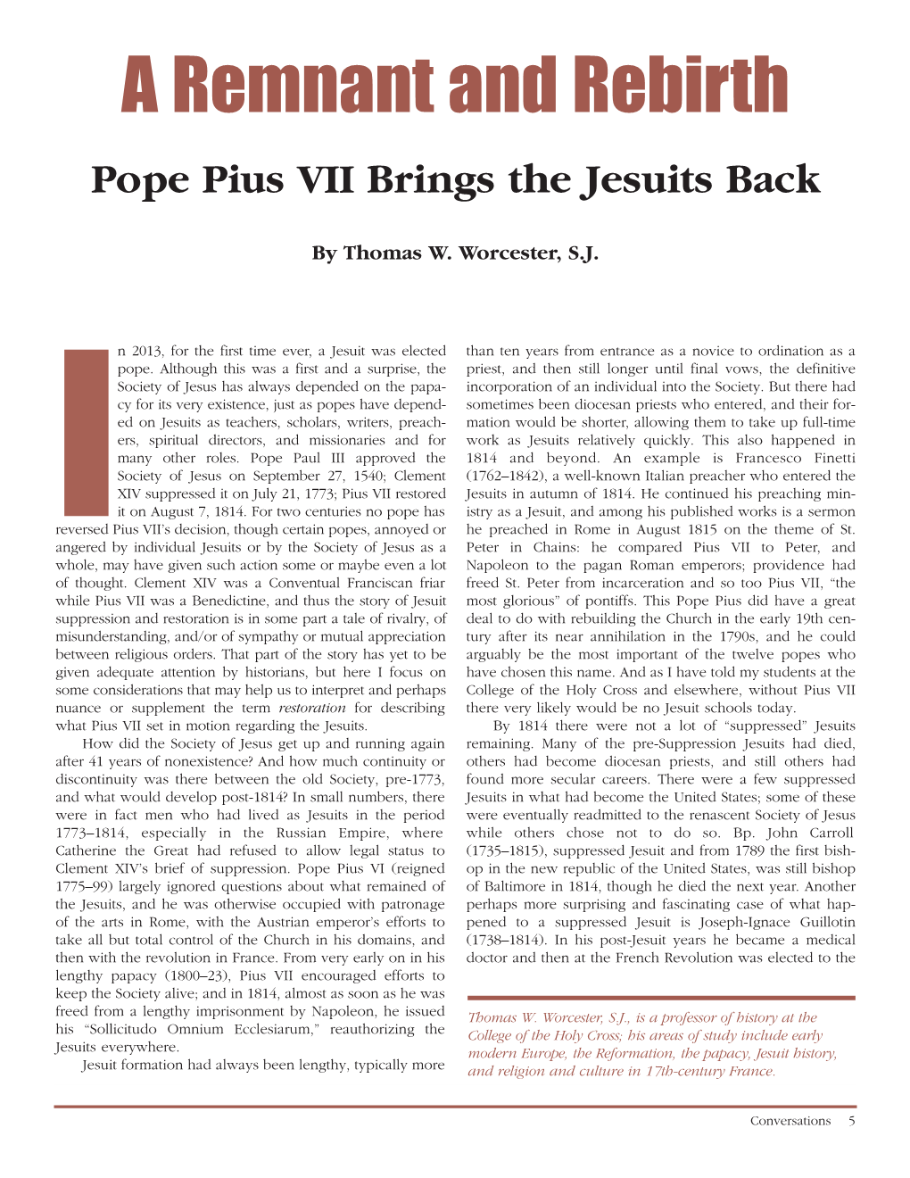 Pope Pius VII Brings the Jesuits Back