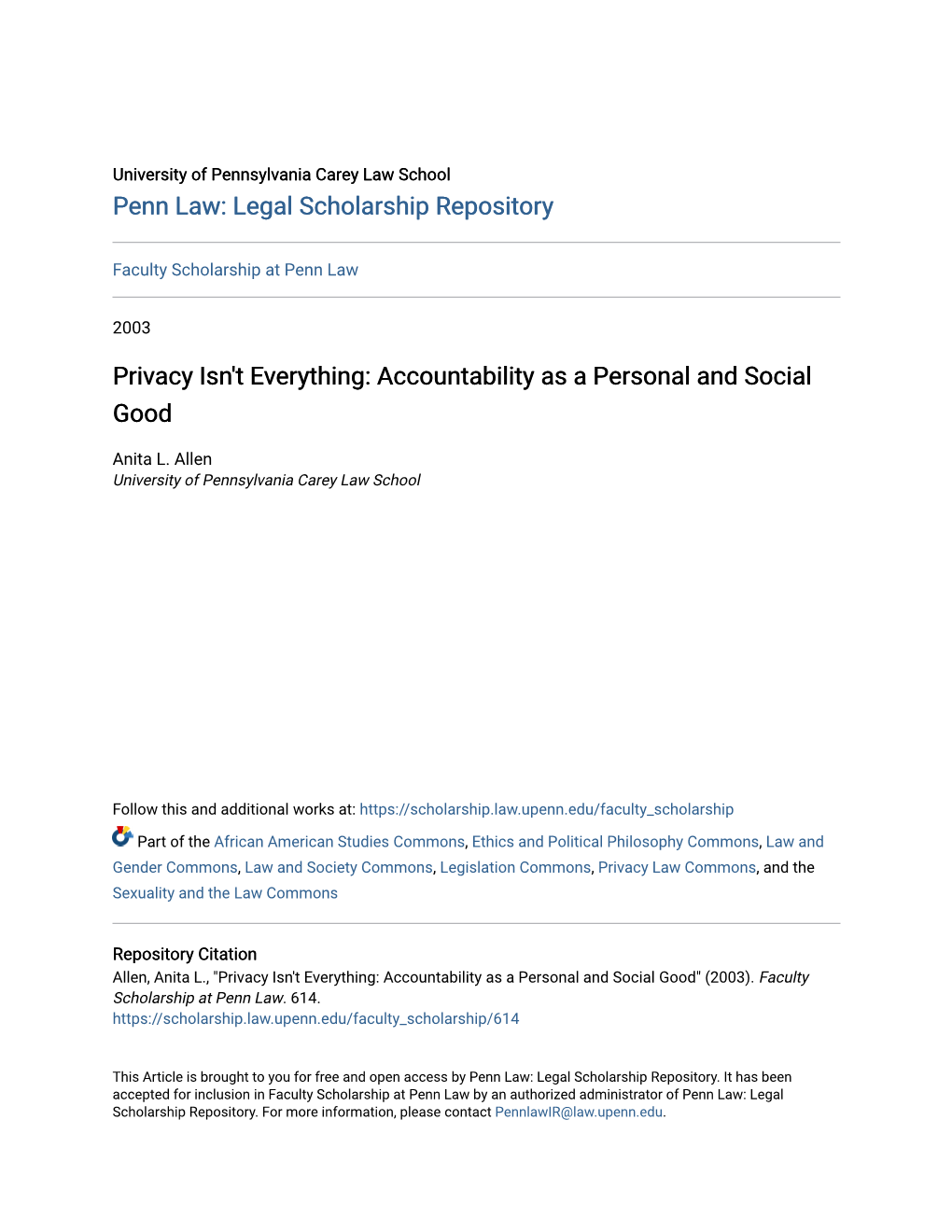 Accountability As a Personal and Social Good