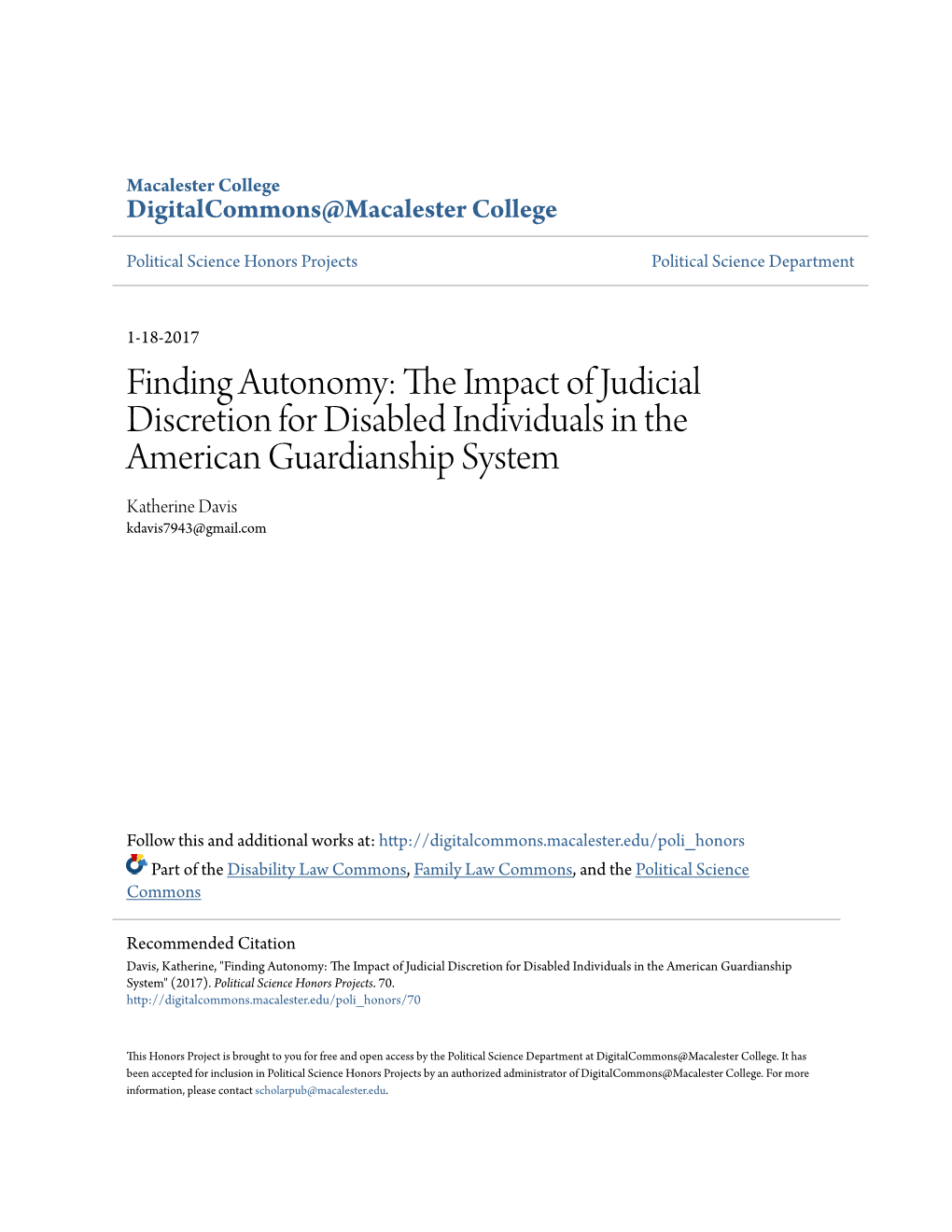The Impact of Judicial Discretion for Disabled Individuals in the American Guardianship System