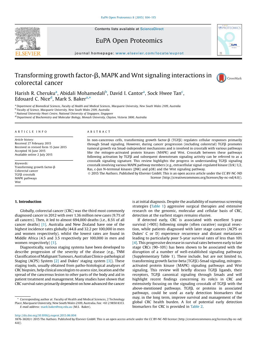 Transforming Growth Factor-Β, MAPK and Wnt Signaling Interactions In