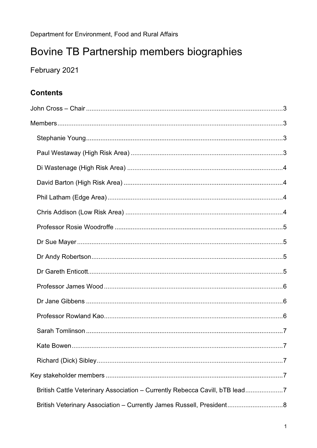 Bovine TB Partnership Members List