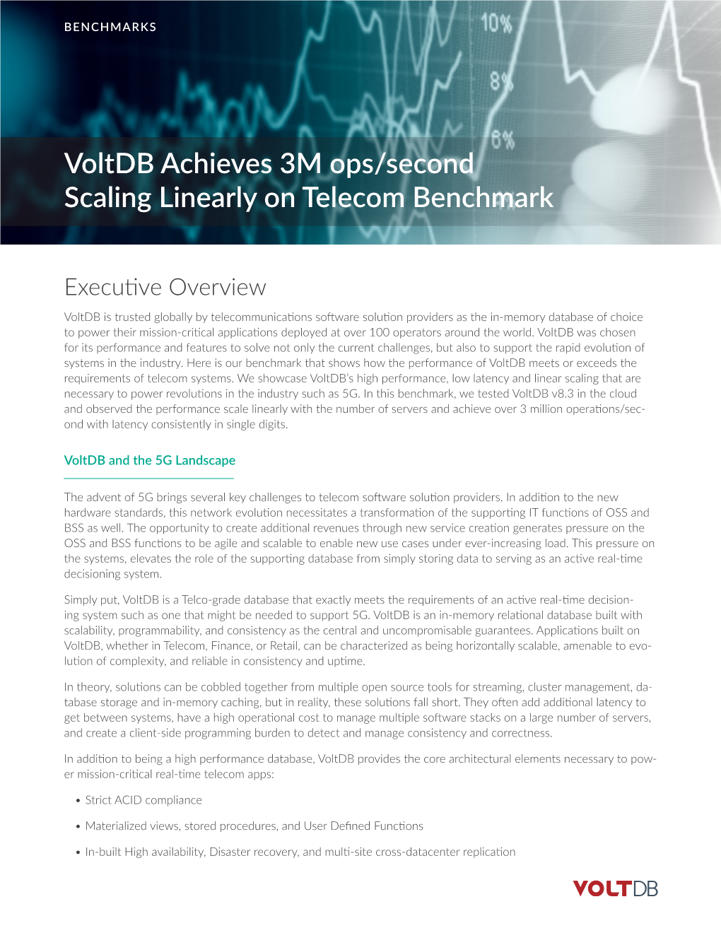 Voltdb Achieves 3M Ops/Second Scaling Linearly on Telecom Benchmark