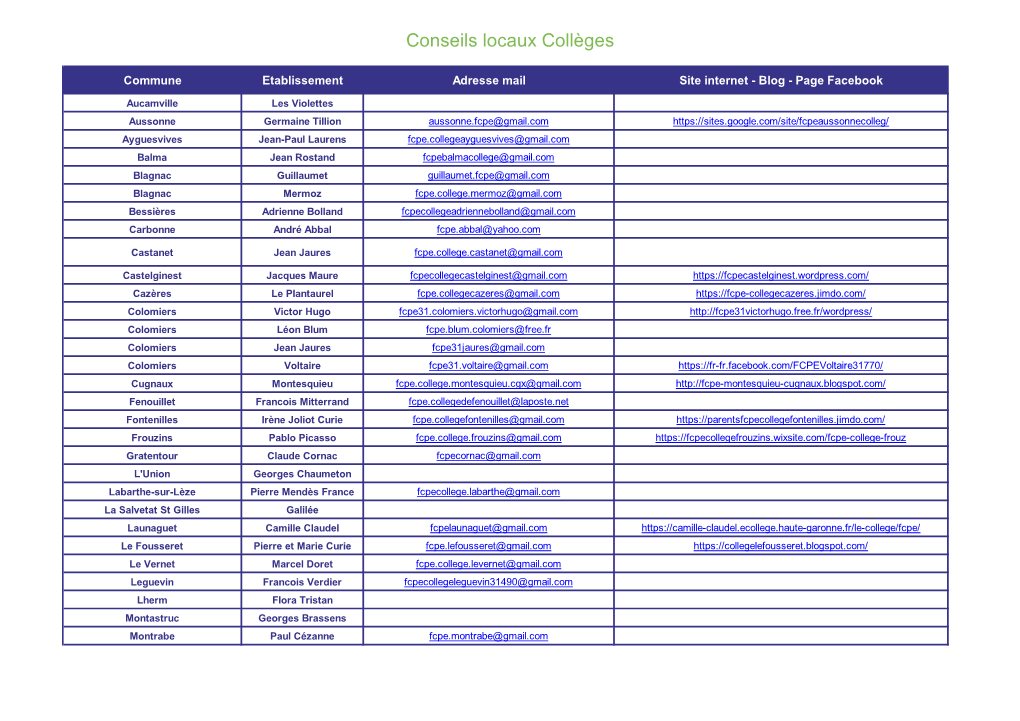 Conseils Locaux Collèges