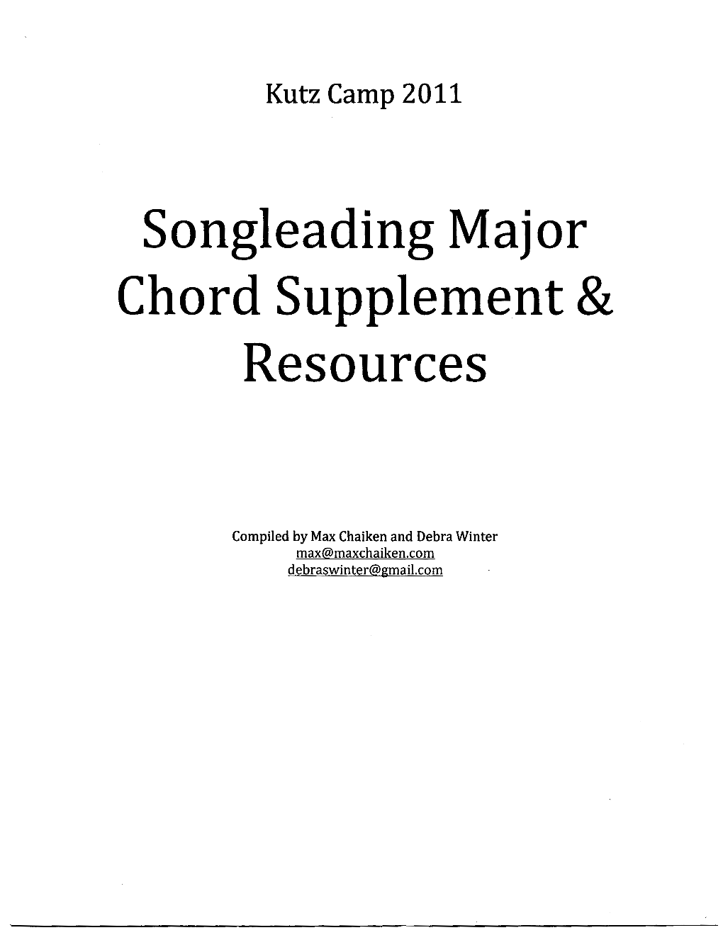 Songleading Major Chord Supplement & Resources