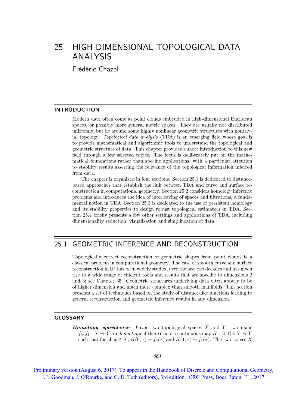 25 HIGH-DIMENSIONAL TOPOLOGICAL DATA ANALYSIS Fr´Ed´Ericchazal