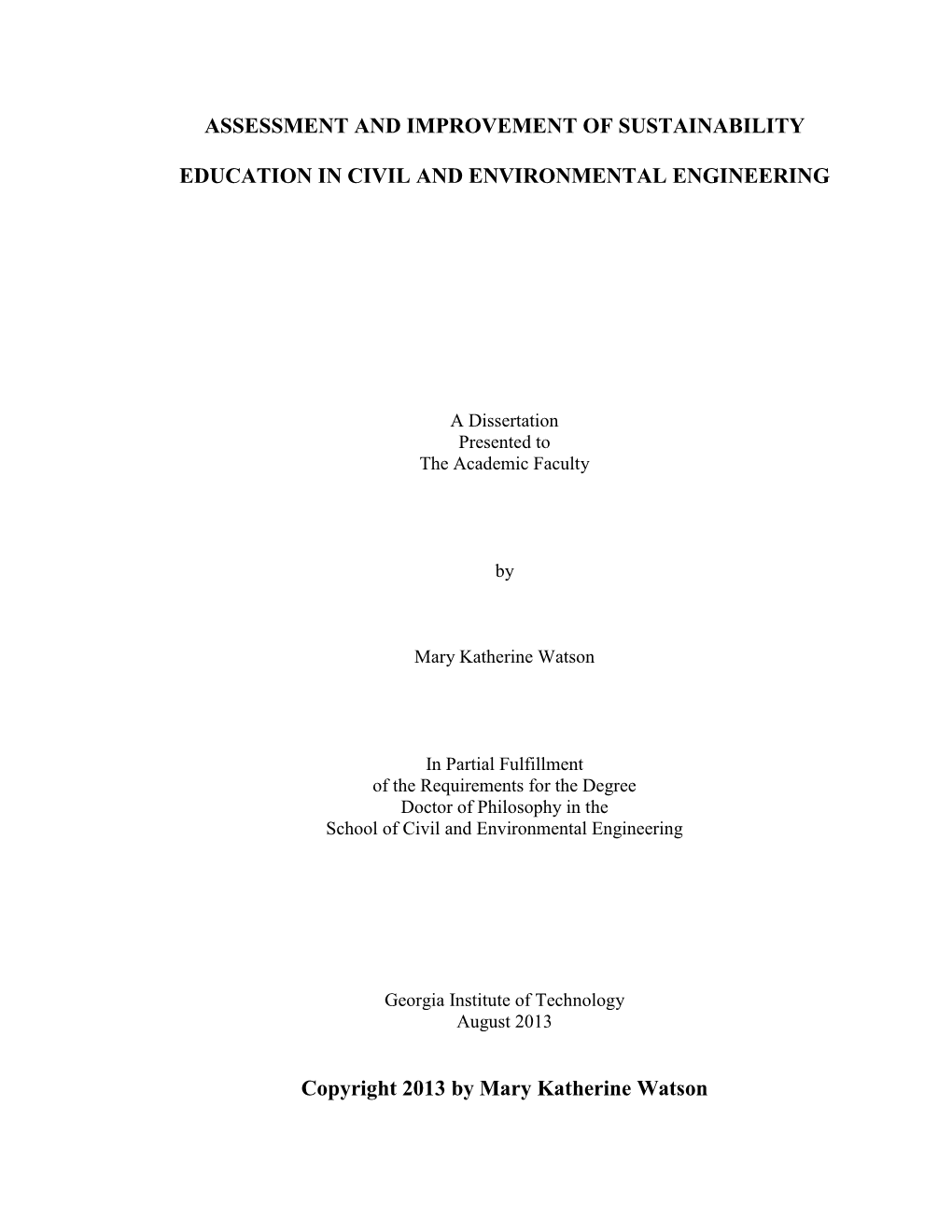 Assessment and Improvement of Sustainability Education in Civil And