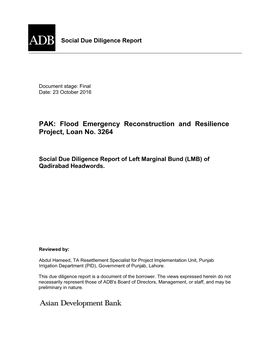 Flood Emergency Reconstruction and Resilience Project, Loan No