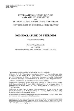 Nomenclature of Steroids