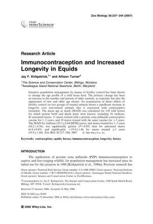 Immunocontraception and Increased Longevity in Equids