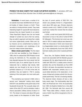 PROBING the DEAD COMETS THAT CAUSE OUR METEOR SHOWERS. P. Jenniskens, SETI Insti- Tute (515 N. Whisman Road, Mountain View, CA 94043; Pjenniskens@Mail.Arc.Nasa.Gov)