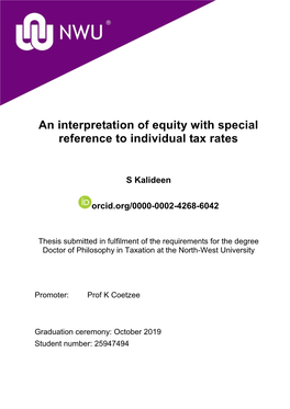 An Interpretation of Equity with Special Reference to Individual Tax Rates