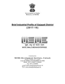 Brief Industrial Profile of Gajapati District (2017-18)