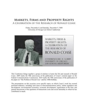 Markets, Firms and Property Rights a Celebration of the Research of Ronald Coase