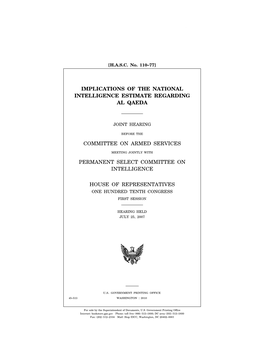 Implications of the National Intelligence Estimate Regarding Al Qaeda