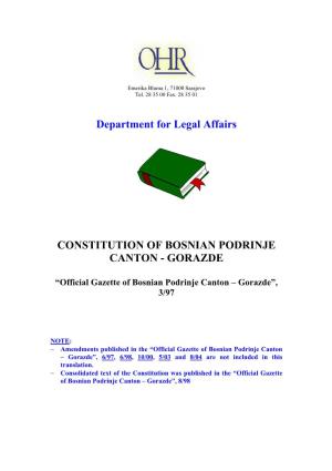 Constitution of Bosnian Podrinje Canton - Gorazde