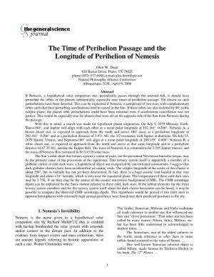 The Time of Perihelion Passage and the Longitude of Perihelion of Nemesis