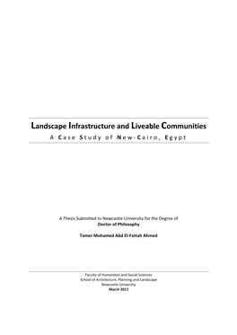 Landscape Infrastructure and Liveable Communities a C a S E S T U D Y O F N Ew- C a I R O , E G Y P T