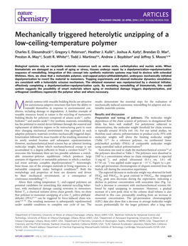 Mechanically Triggered Heterolytic Unzipping of a Low-Ceiling-Temperature Polymer