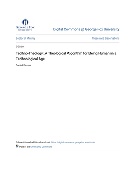 Techno-Theology: a Theological Algorithm for Being Human in a Technological Age