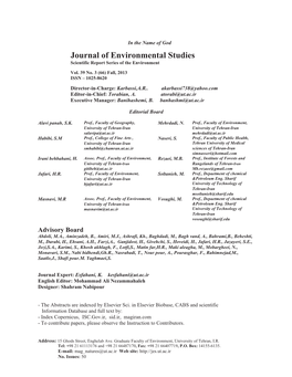 Journal of Environmental Studies Scientific Report Series of the Environment