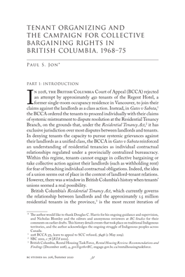 Tenant Organizing and the Campaign for Collective Bargaining Rights in British Columbia, 1968–75