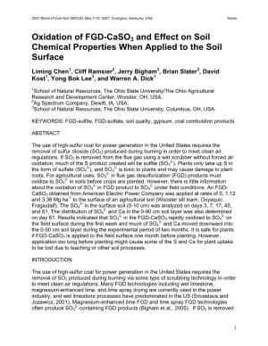 Oxidation of FGD-Caso3 and Effect on Soil Chemical Properties When Applied to the Soil Surface