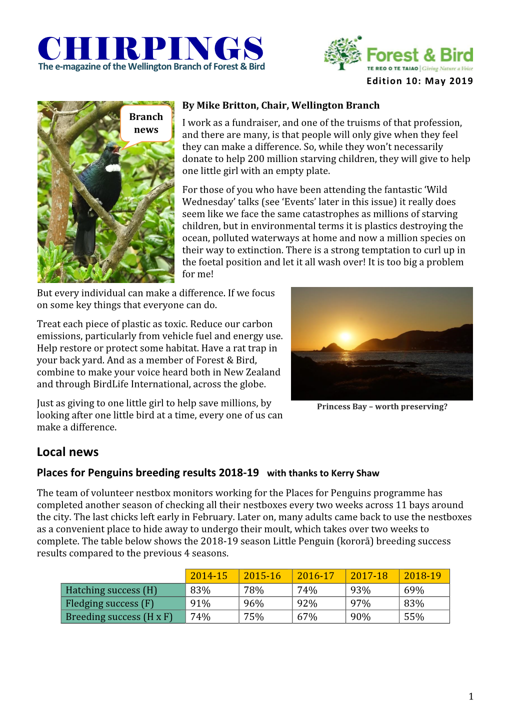 Chirpingsthe E-Magazine of the Wellington Branch of Forest & Bird Edition 10: May 2019