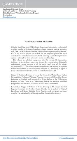 Catholic Social Teaching Edited by Gerard V