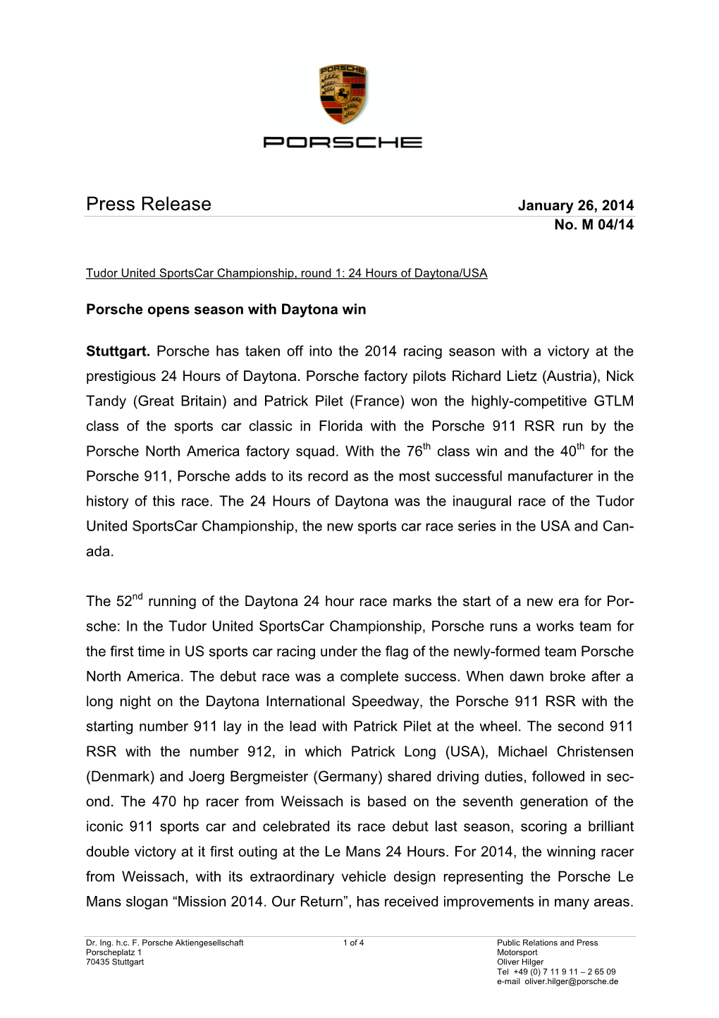 Press Release January 26, 2014 No