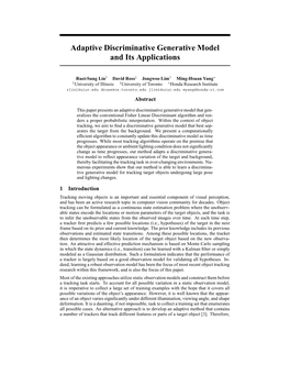 Adaptive Discriminative Generative Model and Its Applications