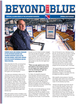 Official Alumni News of the Kitchener Rangers Spring 2019 Edition