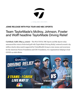Taylormade Golf Rory Mcilroy, Taylormade and Unitedhealth Group Ambassador the Reigning Fedexcup Champion and 2019 PGA TOUR Player of the Year Is Currently Ranked No